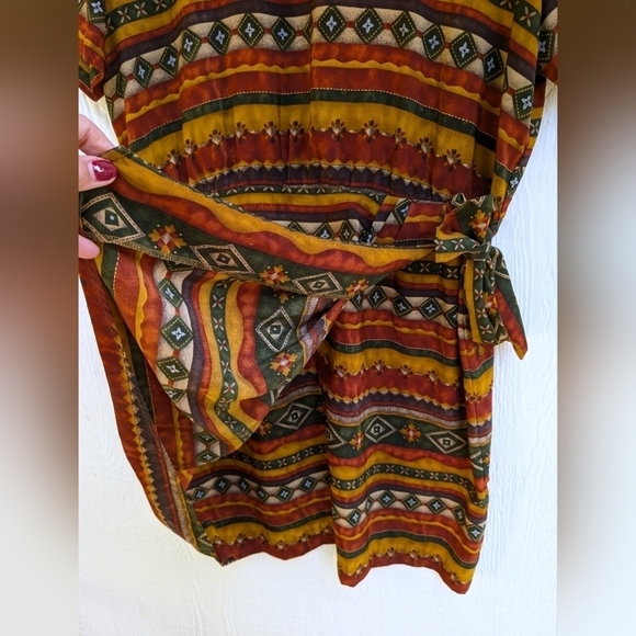 Vtg Prophecy by Sag Harbor Southwestern Coastal Cowgirl Boho Aztec Dress Size L - Picture 4 of 6